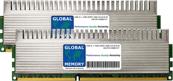 2GB (2 x 1GB) DDR3 1800MHz PC3-14400 240-PIN OVERCLOCK DIMM MEMORY RAM KIT FOR PACKARD BELL DESKTOPS